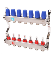 Коллектор из нерж стали в сборе с расходомерами 1х3/4 на 7 выходов MS.507.06